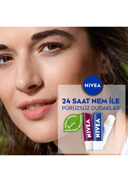 NIVEA Böğürtlen Dudak Bakım Kremi  ve Dudak Parlatıcısı 4,8gr,24 Saat Nem,hafif Bordo Işıltı,doğal Yağlar ile Dudak Bakımı