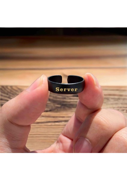 Server Isımı Kazma Erkek Pırınç Kaplama Üzük -Hepu