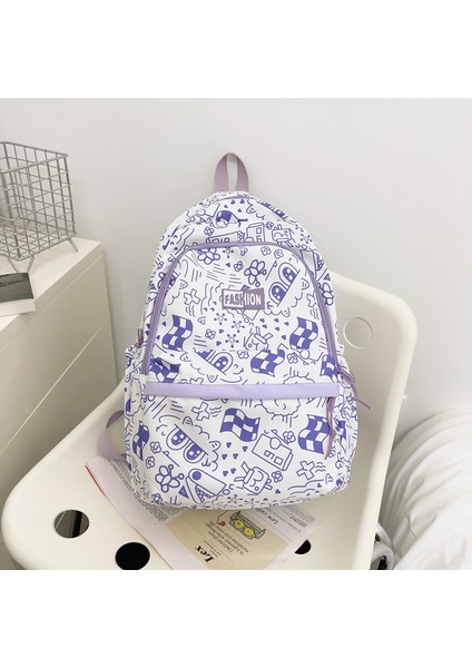Yeni Graffiti Sırt Çantası Kadın Trendy Ortaokul Lise Öğrencisi Büyük Kapasiteli Sırt Çantası Kız Öğrenci Okul Çantası (Yurt Dışından)