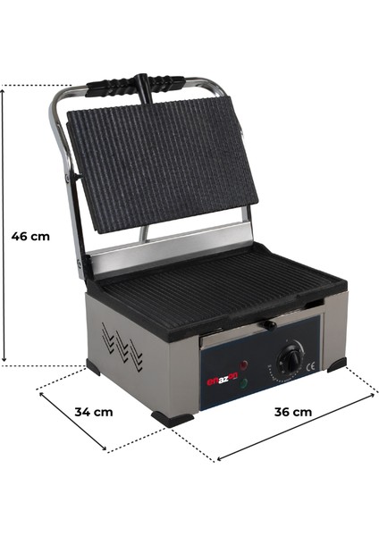 12 Dilim Elektrikli Saf Döküm Tost Makinesi 1550 W. - Döküm 35X25 - 11,75 kg - Ebat 26X32X36