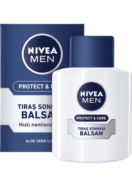 NIVEA MEN Nemlendirici Tıraş Sonrası Balsam Protect & Care 100 ml,Hızlı Emilir,Normal ve Kuru Ciltler