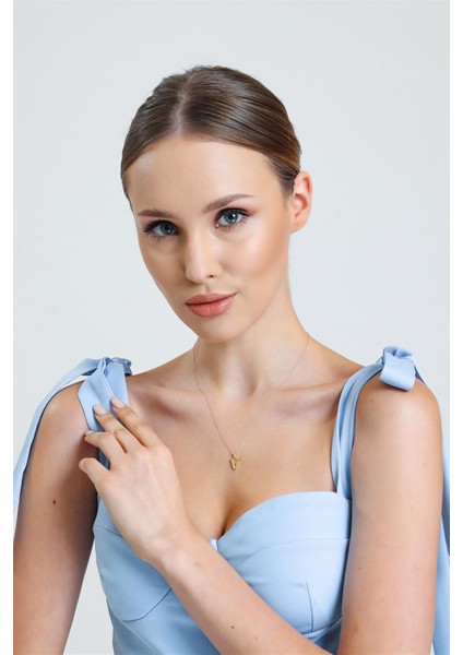 Altın Taşlı V Harfi Kolye fiyatları