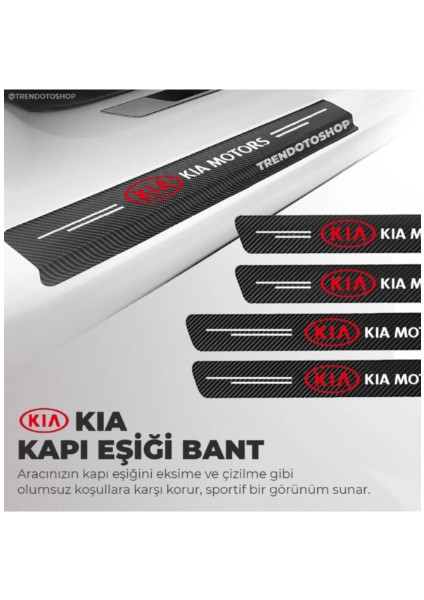 Kia Uyumlu Karbon Kapı Eşiği Folyo 4'lü Set Orijinal Hava Kanallı Ithal