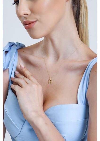 Altın Sade H Harfi Kolye