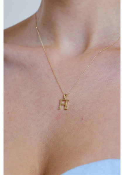 Altın Sade H Harfi Kolye