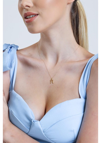 Altın Sade H Harfi Kolye