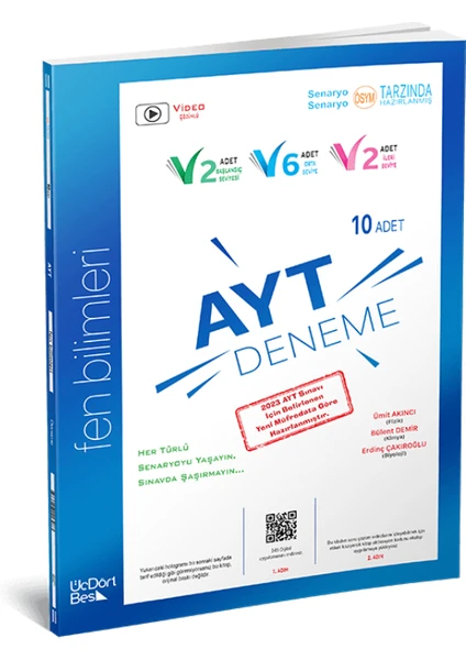 ÜçDörtBeş Yayınları AYT Fen Bilimleri 10 Deneme Sınavı