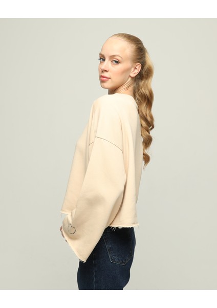 Kadın Basic Bisiklet Yaka Düz Oversize Salaş Bol Kesim Sweatshirt