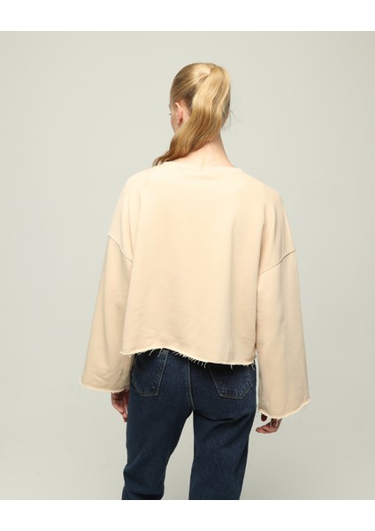 Kadın Basic Bisiklet Yaka Düz Oversize Salaş Bol Kesim Sweatshirt