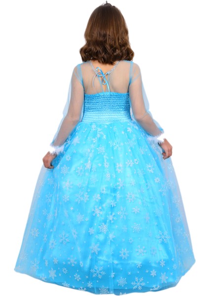Butik Happy Kids Kız Çocuk Prenses Elsa Kostümü Uzun Kollu Elsa Kostümü 1-12 Yaş Taç-Asa-Saç Hediyeli modelleri