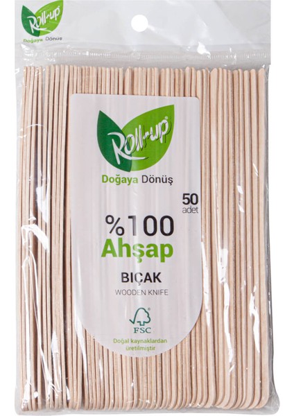 Roll Up Doğaya Dönüşümlü Ahşap Tahta Bıçak 50'li