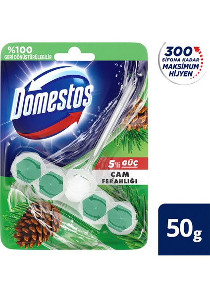 Wc Blok 5'li Güç Tuvalet Bloğu Çam Ferahlığı Maksimum Hijyen 50 G modelleri