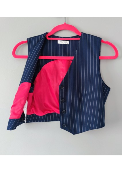 Lacivert Çizgili Yelek