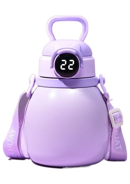 Kızlar Büyük Göbek Kupası Akıllı 316 Paslanmaz Çelik Sıcaklık Göstergesi Saman Termos Bardak Geri Çekme Halatı ile Yüksek Görünümlü Su Bardağı (Yurt Dışından)