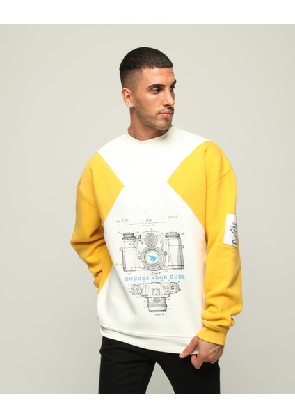 Erkek Oversize Baskılı Sweatshirt