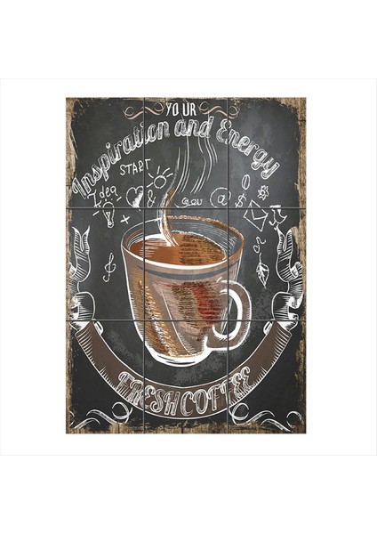 Fresh Coffee Tasarım 9 Parça Puzzle Tablo