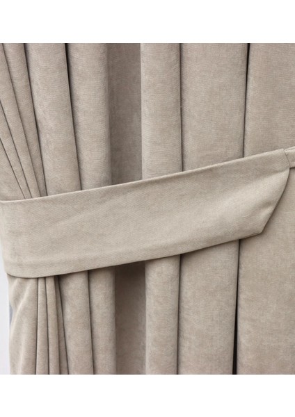 Petek Dokulu Kadife Fon Perde 1/2,5 Normal Pile Tek Kanat - Kum Beji modelleri