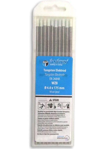 4,0 mm Wz-8 Beyaz Tungsten Elektrot 175 mm Trafimet fiyatları