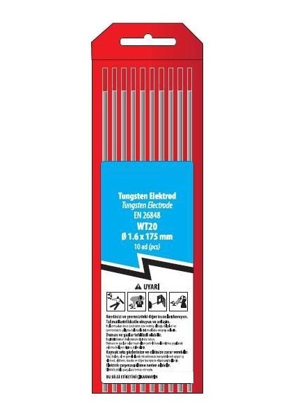 1,0 mm Wt-20 Kırmızı Tungsten Elektrot 175 mm Trafimet