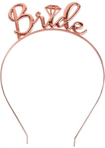 Bride Yazılı Metal Taç Rose Gold +Bekarlığa Veda Partisi Konsepti Metal Taç