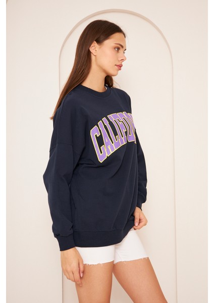 Unısex Calıfornıa Baskı Sweat 22907B4 -Lacivert fırsatları