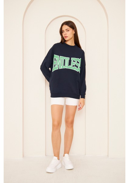 Unısex Endless Baskı Sweat 22907B1 -Lacivert