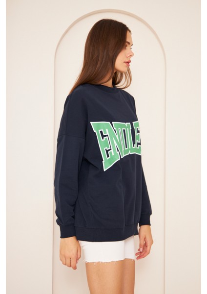 Unısex Endless Baskı Sweat 22907B1 -Lacivert