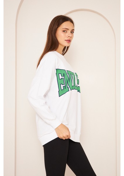 Unısex Endless Baskı Sweat 22907B1 -Beyaz indirimleri