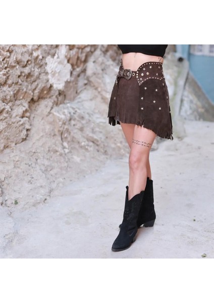 Amazon Stars Antik Tema Hakiki Süet Deri Kemer (80CM) fiyatları