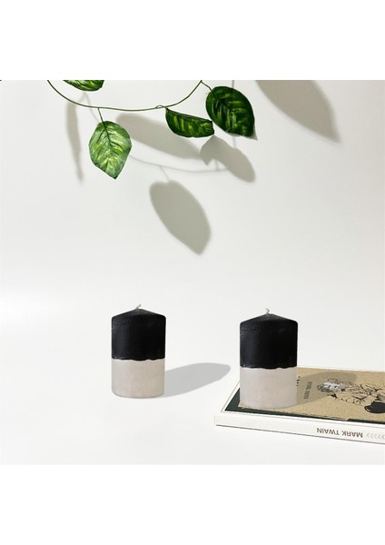 Dekoratif Silindir Beton Mum Set