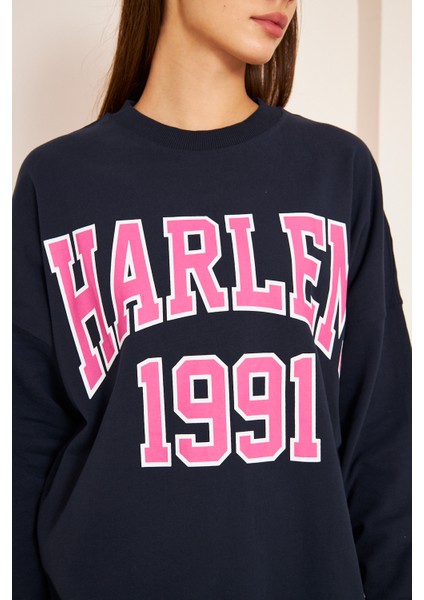 Unısex Harlem Baskı Sweat 22907B3 -Lacivert fiyatları