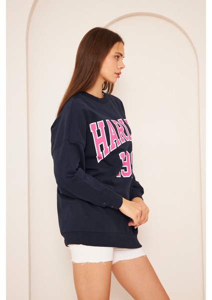 Unısex Harlem Baskı Sweat 22907B3 -Lacivert modelleri