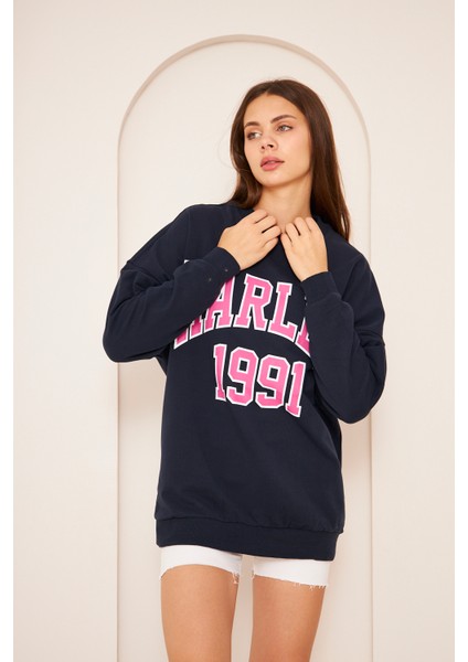 Unısex Harlem Baskı Sweat 22907B3 -Lacivert indirimleri
