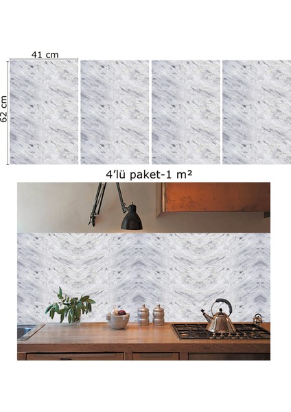 Kendinden Yapışkanlı Gri Dalgalı Desenli Pvc Panel 41X62 cm (4 Adet) 1 M²