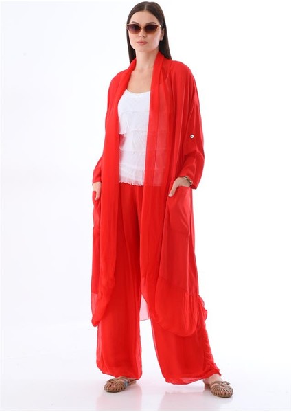 Itayan Ipek Detaylı Oversize Kaftan