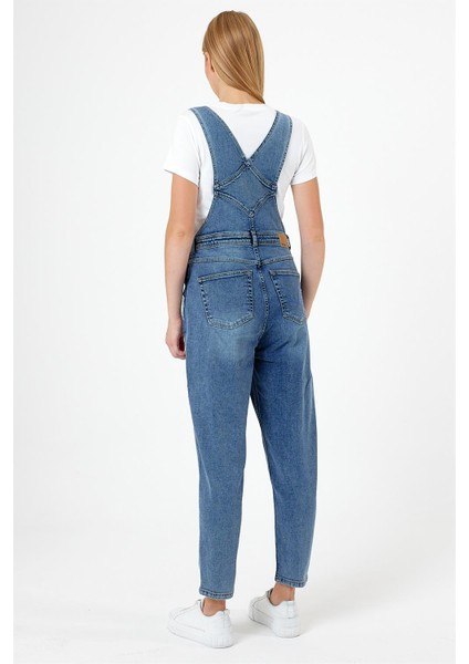 Kadın Dora Dirty Med Blue Mom Jean Salopet Tulum indirimleri
