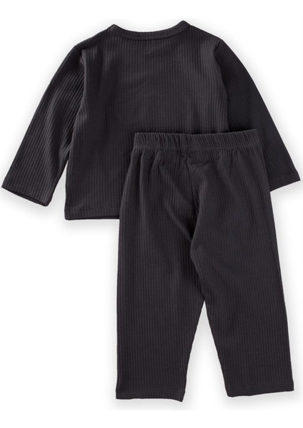 Yıldız Aplikeli Pijama Takım Antrasit