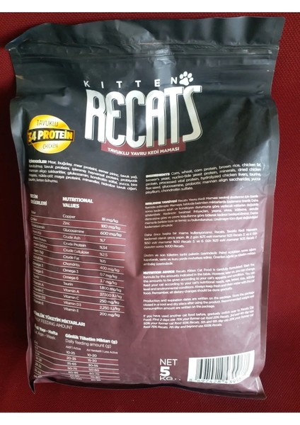 Kıtten Recats 5kg Tavuklu Kedi Maması fiyatları