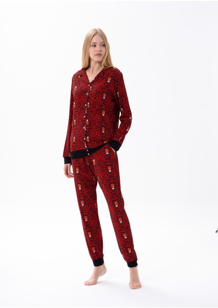 Kadın Kırmızı Önden Düğmeli Pijama Takımı 10150 fiyatları