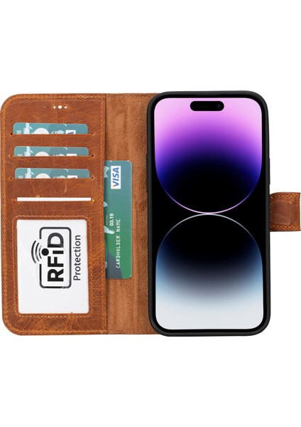 Hakiki Deri Iphone 15 Modelleri Için Kablosuz Şarj Uyumlu Cüzdanlı Telefon Kılıfı fiyatları