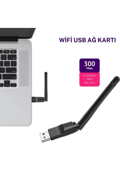 x 300 Mbps Uyumlu Antenli Wireless Adaptör Wifi Alıcı