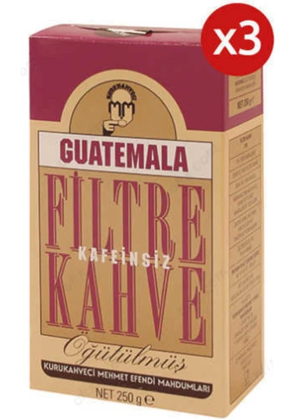 Kurukahveci Mehmet Efendi  Guatemala Kafeinsiz Kahve 250 gr x 3 Adet