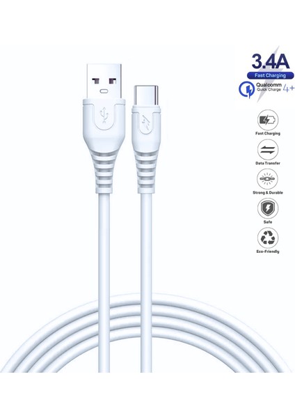 Samsung Galaxy S21 5G Uyumlu 3.4 Amper Ultra Hızlı Type-C Şarj Kablosu 1 Metre - Ithalatçı Garantili