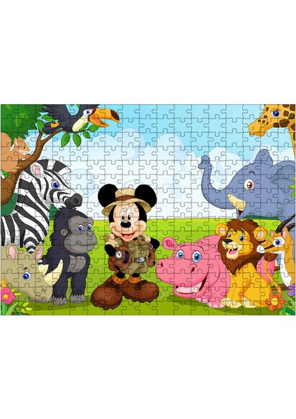 Ahşap Mdf Puzzle Yapboz Mickey Safaride 255 Parça 35*50 cm