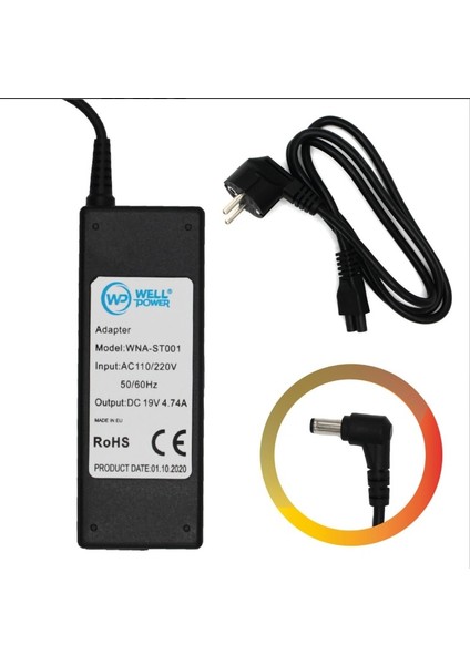 Notebook Laptop Adaptörü WNA-ST001 Arçelik- Vestel-Fujıtsu-Packard 19V 4.74A 90W 5.5x2.5 mm Adaptör