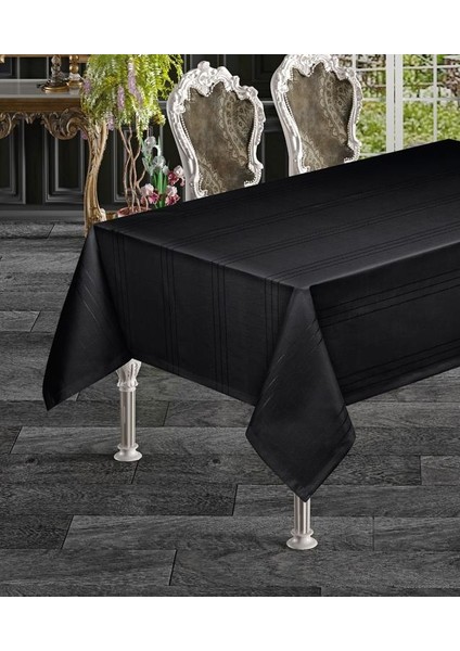 Keten Efektli Polyester Kumaş Çizgili Masa Örtüsü