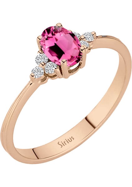 Pırlanta ve Oval Pembe Turmalin Taşlı Yüzük 0417R0255