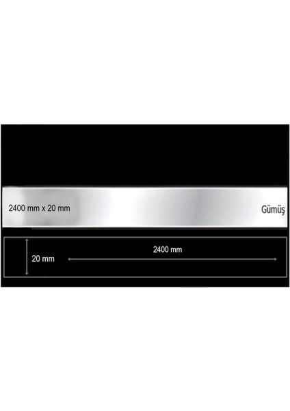 Dekoratif Aynalı Pleksi Şerit Süs Gümüş 20 Mm X 2400 Mm Mobilya Dolap Süsü 20 Mm Şerit