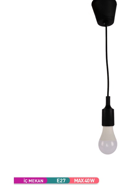 Ack Dekoratif LED Sarkıt Aparatı Siyah E27 Duy Marketekno Ampul fiyatları