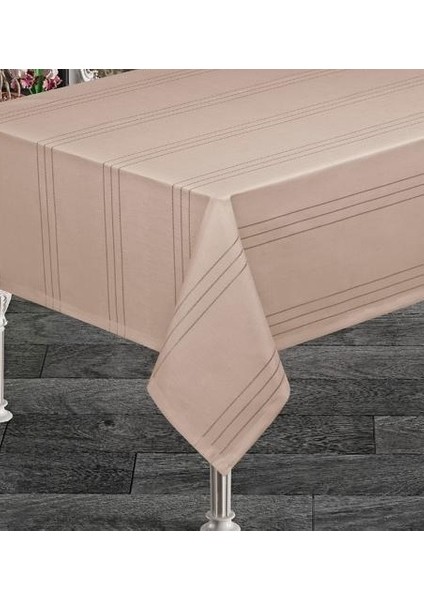 Keten Efektli Polyester Kumaş Çizgili Masa Örtüsü fiyatları